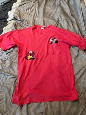 ACME Red Short Sleeve Tee with Tweety & Sylvester Pocket Graphic